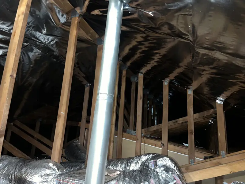 Radiant barrier installed on attic rafters